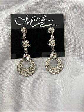 Silver Crystal Drop Earrings - Sparkling Dangle Circles